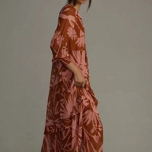 Anthropologie printed chiffon maxi dress XS